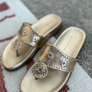 Jack Rogers Metallic Gold Floral Sandals